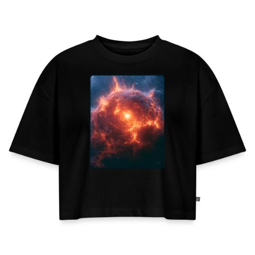 Exploding Supernova Space Art - Women's Oversized Organic Cropped T-Shirt