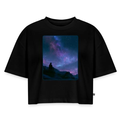 Stargazer Nebula Night Sky Art - Women's Oversized Organic Cropped T-Shirt