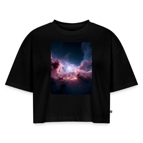 Radiant Cosmic Nebula Artwork - Women's Oversized Organic Cropped T-Shirt