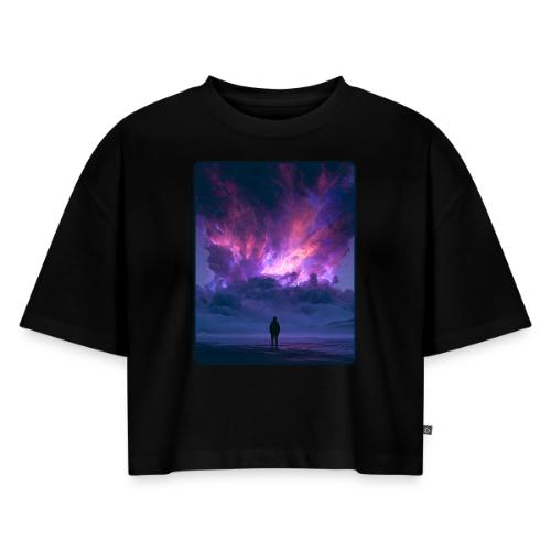 Cosmic Supernova Night Design - Women's Oversized Organic Cropped T-Shirt