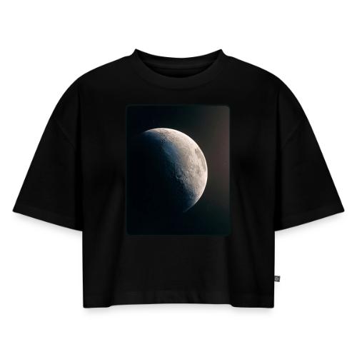 Crescent Moon Celestial Artwork - Women's Oversized Organic Cropped T-Shirt