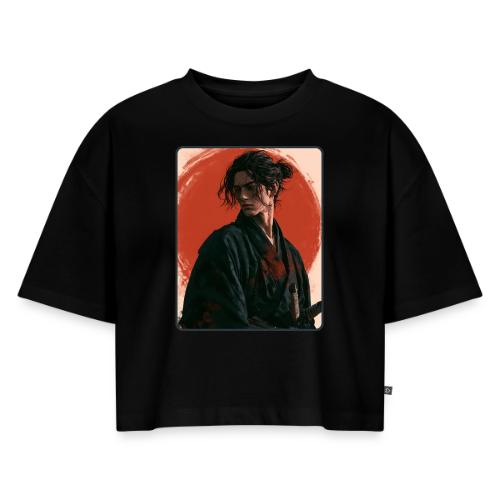 Samurai Beneath the Red Sun - Women's Oversized Organic Cropped T-Shirt