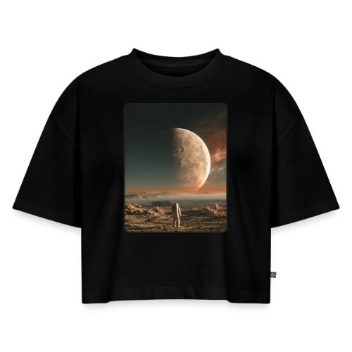 Astronaut on an Alien Moon - Women's Oversized Organic Cropped T-Shirt
