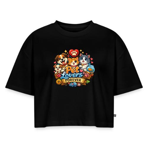 Pet Lover Forever Cute Cats & Dogs - Women's Oversized Organic Cropped T-Shirt