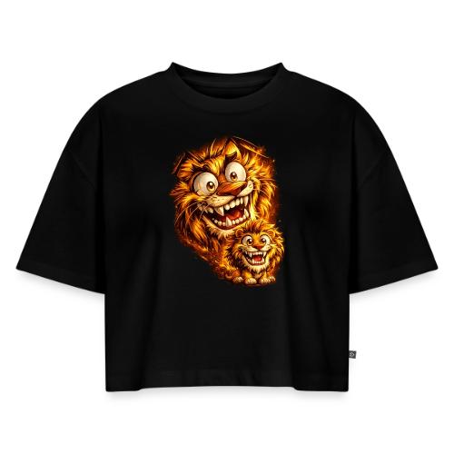 Crazy Double Lion Streetwear - Women's Oversized Organic Cropped T-Shirt