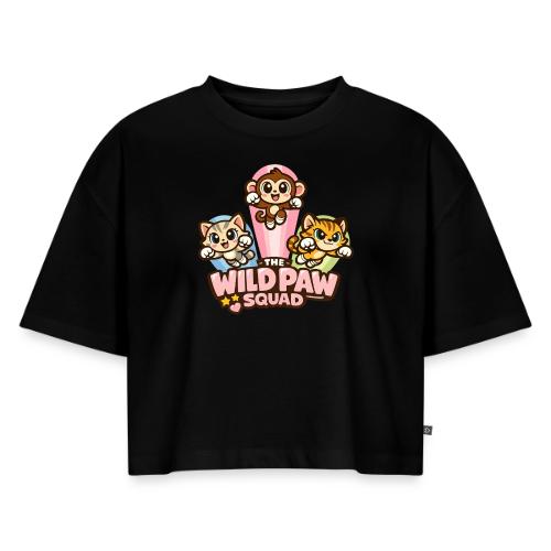 Wild Paw Squad Cute Animal Friends - Women's Oversized Organic Cropped T-Shirt