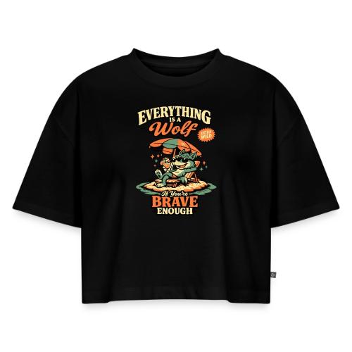 Everything Is A Wolf – Retro Chill - Women's Oversized Organic Cropped T-Shirt