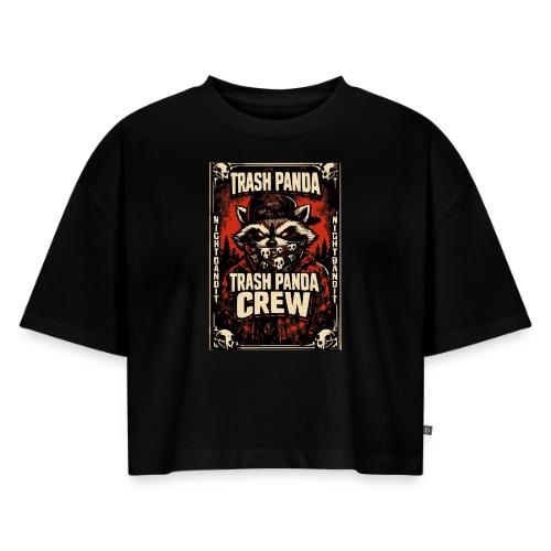 Midnight Forager Raccoon Mushroom Hunter - Women's Oversized Organic Cropped T-Shirt