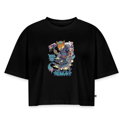 Kitsune Street Rebel - Women's Oversized Organic Cropped T-Shirt