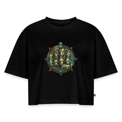 Cyberpunk Power Robot Hand - Women's Oversized Organic Cropped T-Shirt