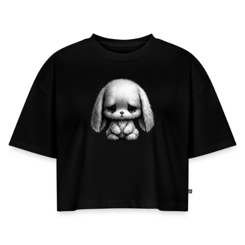 Sad Puppy Meme with Puppy Standing - Women's Oversized Organic Cropped T-Shirt