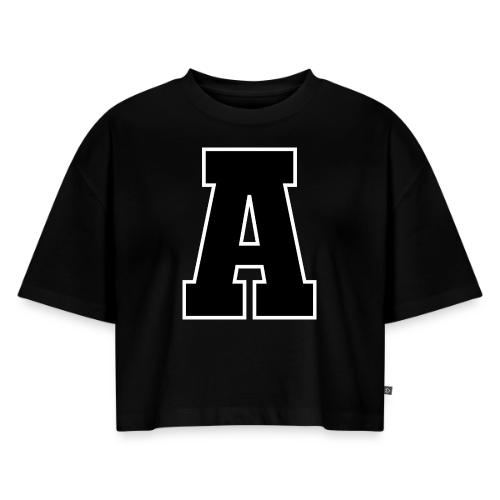 Varsity Letter A Athletic Monogram Design - Women's Oversized Organic Cropped T-Shirt