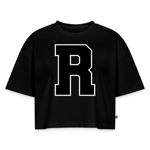 Varsity Letter R Athletic Monogram - Women's Oversized Organic Cropped T-Shirt