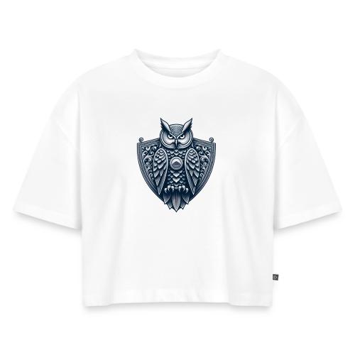 Night Watch Owl T Shirt, Sarcastic Dad Gift - Women's Oversized Organic Cropped T-Shirt