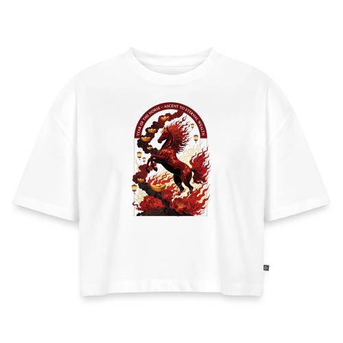Year of the Horse Rise T Shirt,Lunar New Year Gift - Women's Oversized Organic Cropped T-Shirt