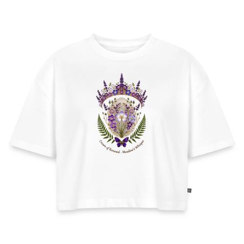 Spring Meadow Crown Tee, Cottagecore Renewal Gift - Women's Oversized Organic Cropped T-Shirt