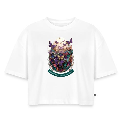 Easter Dawn's Flutter Butterfly T Shirt, Gift - Women's Oversized Organic Cropped T-Shirt