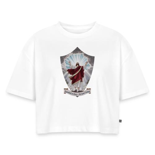 Easter Ascended in Glory T Shirt,Resurrection Gift - Women's Oversized Organic Cropped T-Shirt