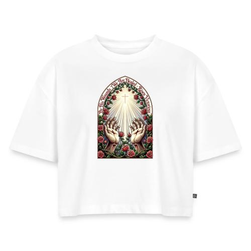 Easter By His Wounds Healed T Shirt, Renewal Gift - Women's Oversized Organic Cropped T-Shirt