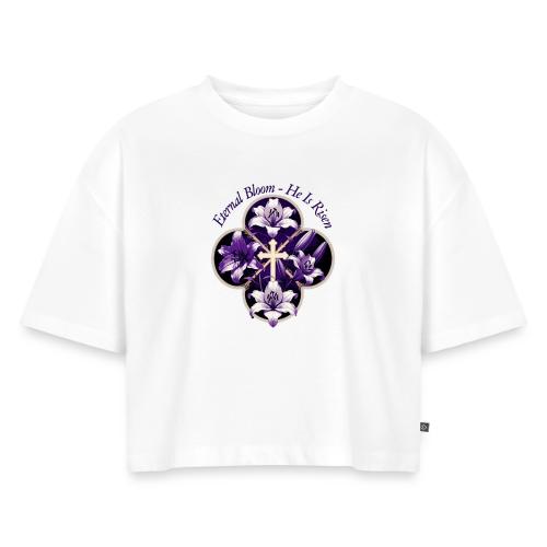 Easter Eternal Bloom Lily Crown T Shirt, Gift - Women's Oversized Organic Cropped T-Shirt