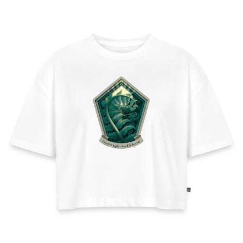 Easter Unfurl in Light Fern T Shirt, Spring Gift - Women's Oversized Organic Cropped T-Shirt