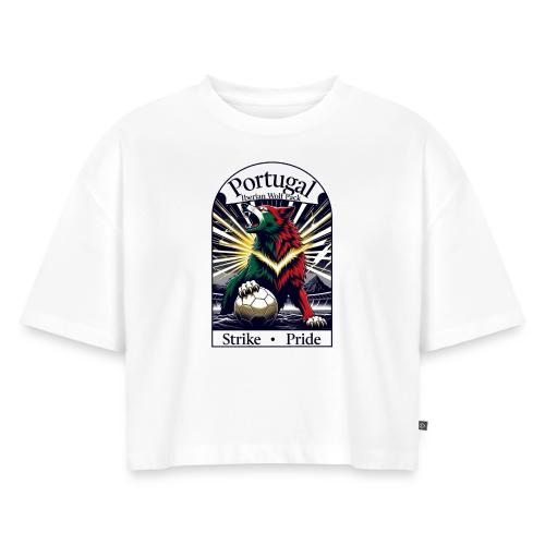Portugal Iberian Wolf Soccer T Shirt, Pride Gift - Women's Oversized Organic Cropped T-Shirt