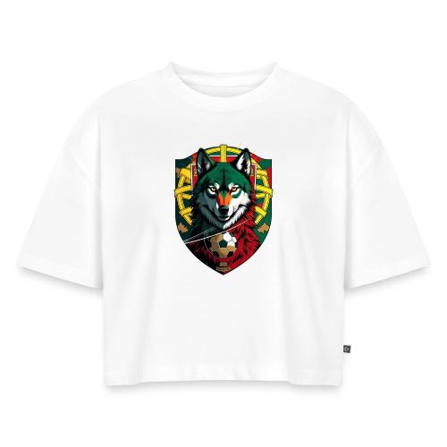 Portugal Iberian Wolf Soccer T Shirt,Football Gift - Women's Oversized Organic Cropped T-Shirt