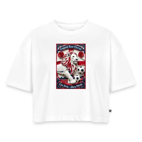 England Lion Soccer T Shirt, Football Pride Gift - Women's Oversized Organic Cropped T-Shirt