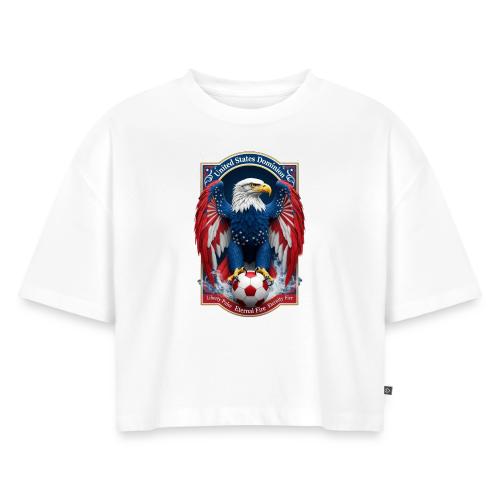 USA Eagle Emblem T Shirt, USA Soccer Pride Gift - Women's Oversized Organic Cropped T-Shirt