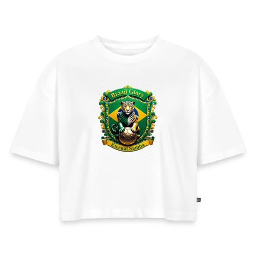 Brazil Jaguar Glory Tee, Brazilian Pride Gift - Women's Oversized Organic Cropped T-Shirt