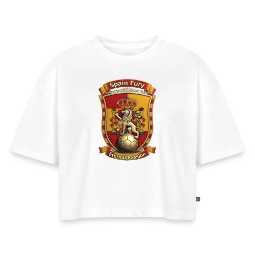 Spain Lion Fury T-Shirt, Spanish Crest Gift - Women's Oversized Organic Cropped T-Shirt