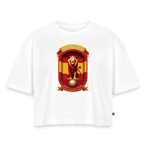 Spain Lion Victory T-Shirt, Flag Pride Crest Gift - Women's Oversized Organic Cropped T-Shirt