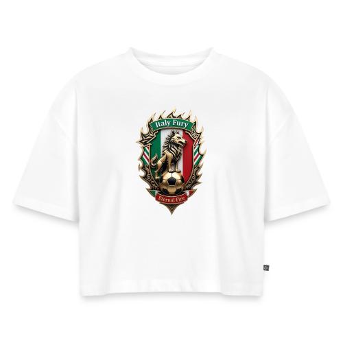 Italy Wolf Fury T-Shirt, Italian Flag Pride Gift - Women's Oversized Organic Cropped T-Shirt