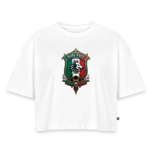 Italy heritage Wolf Fury Tee, Pride Badge Gift - Women's Oversized Organic Cropped T-Shirt