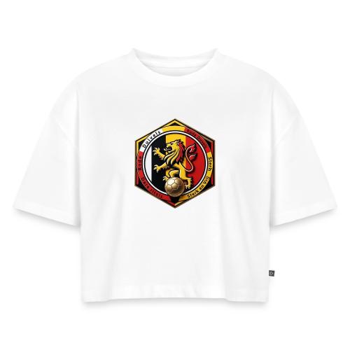 Belgium Lion Valor T-Shirt, Belgian Pride Gift - Women's Oversized Organic Cropped T-Shirt
