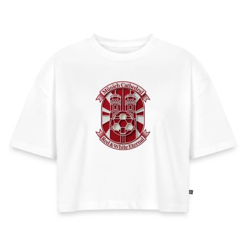 Munich Cathedral T Shirt, German Football Fan Gift - Women's Oversized Organic Cropped T-Shirt