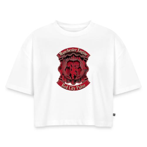 Red Manchester T Shirt, Red Soccer City Pride Gift - Women's Oversized Organic Cropped T-Shirt
