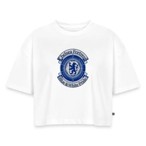 Chelsea Fortress T Shirt, Soccer City Pride Gift - Women's Oversized Organic Cropped T-Shirt