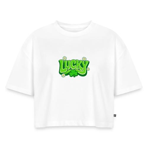 Lucky 70s Retro T-Shirt - Women's Oversized Organic Cropped T-Shirt