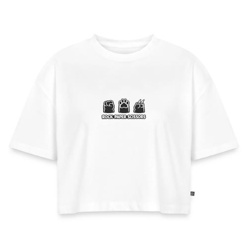 Playful Dog Paw Rock Paper Scissors - Women's Oversized Organic Cropped T-Shirt
