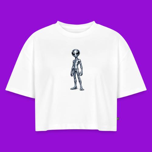 Silver Alien - Women's Oversized Organic Cropped T-Shirt
