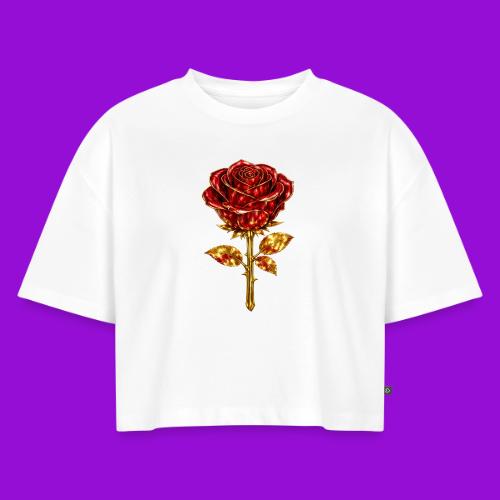 Golden Rose - Women's Oversized Organic Cropped T-Shirt