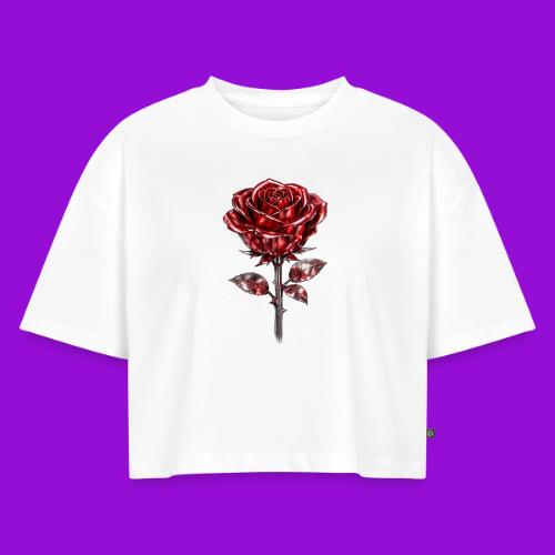 Silver Rose - Women's Oversized Organic Cropped T-Shirt