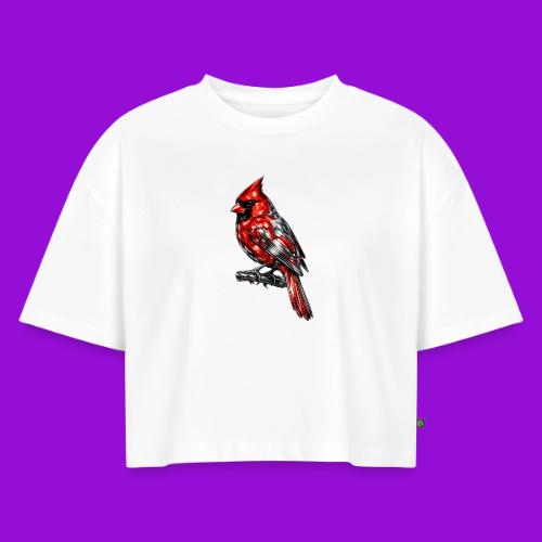 Silver Cardinal - Women's Oversized Organic Cropped T-Shirt