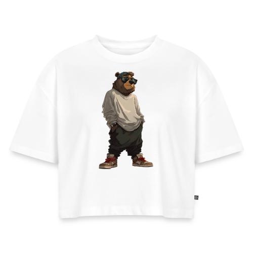 Urban Streetwear Bear Cool Apparel Design - Women's Oversized Organic Cropped T-Shirt
