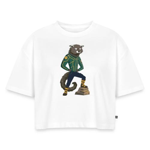 Raccoon Ranger in Neon Armor - Women's Oversized Organic Cropped T-Shirt