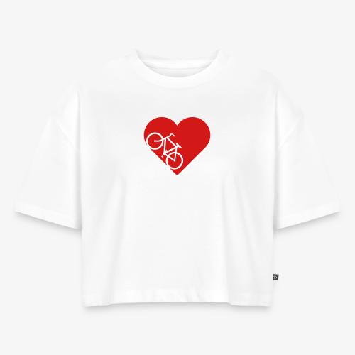 Bike in heart - Women's Oversized Organic Cropped T-Shirt