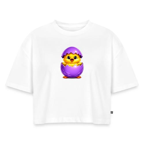 Easter Chick Purple - Women's Oversized Organic Cropped T-Shirt