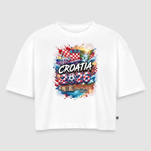 Croatia 2026 Vatreni. Fire never di | World Cup - Women's Oversized Organic Cropped T-Shirt