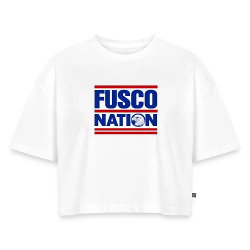 Fusco Nation with Eagle (250th Show Commemorative) - Women's Oversized Organic Cropped T-Shirt